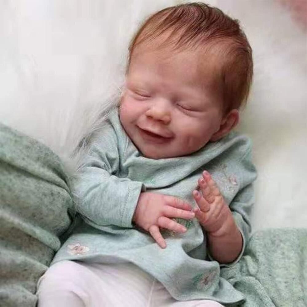 🆕18inch Full Body Silicone Vinyl Newborn Baby Poseable Limbs Green Girl Doll